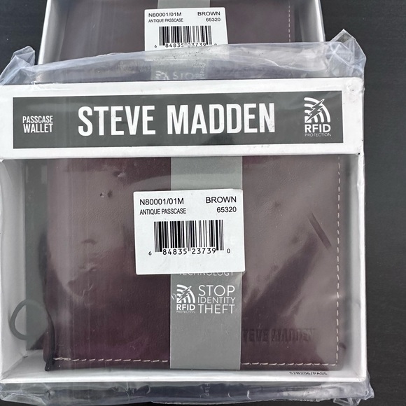 Steve Madden Men's Leather Wallet with RFID Technology, NIB - Picture 5 of 5